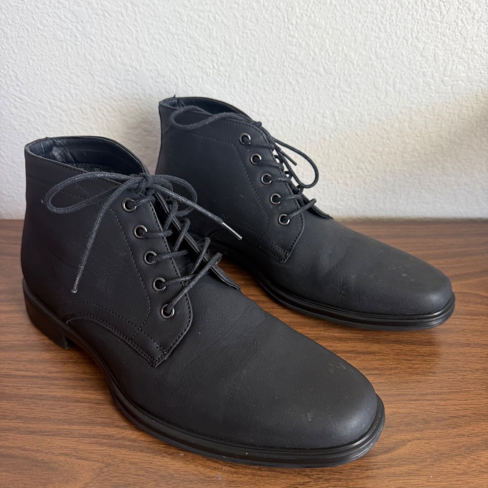 Perry Ellis Portfolio Kramer-NC Mens Black Chukka Boots Size 9.5 Lace Up Dress
